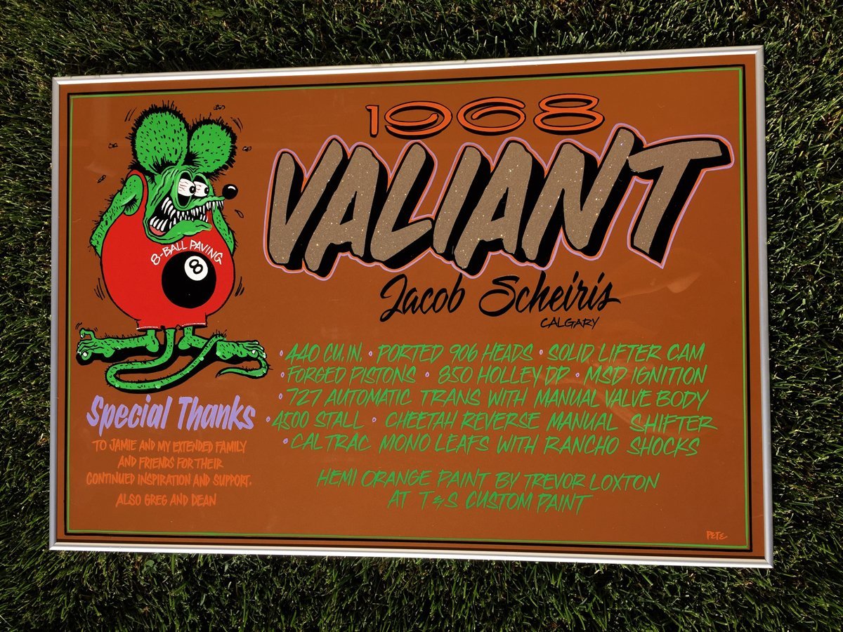 1968 Valiant Car Show Sign