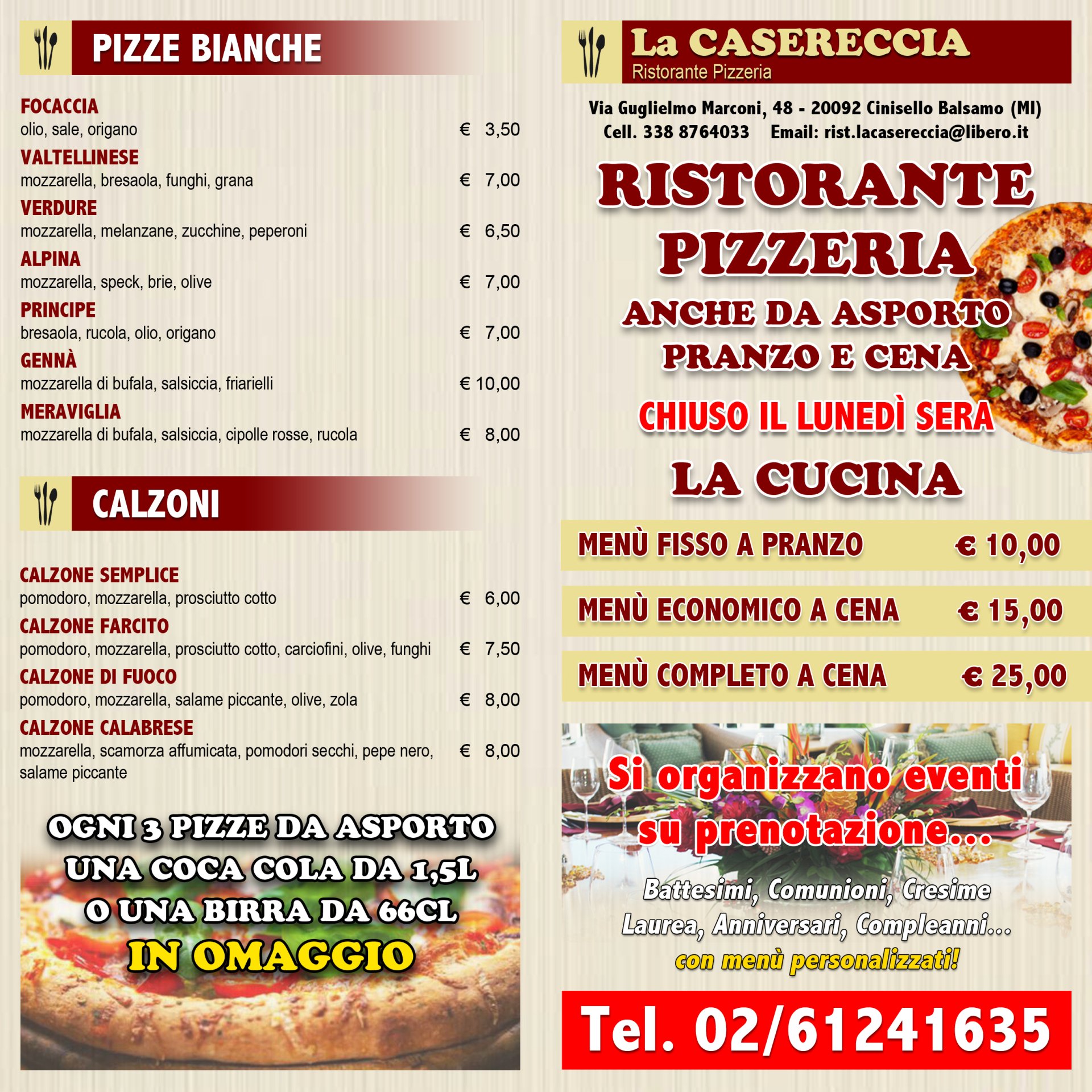 Giro pizza Cinisello Balsamo Milano La Casereccia