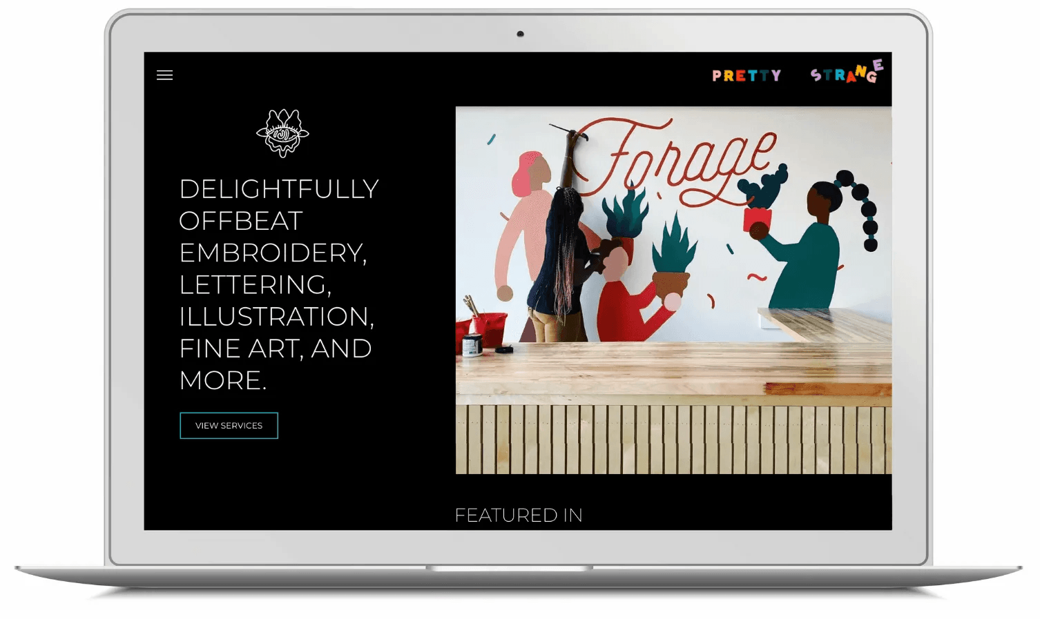 A laptop is open to a website that says forage