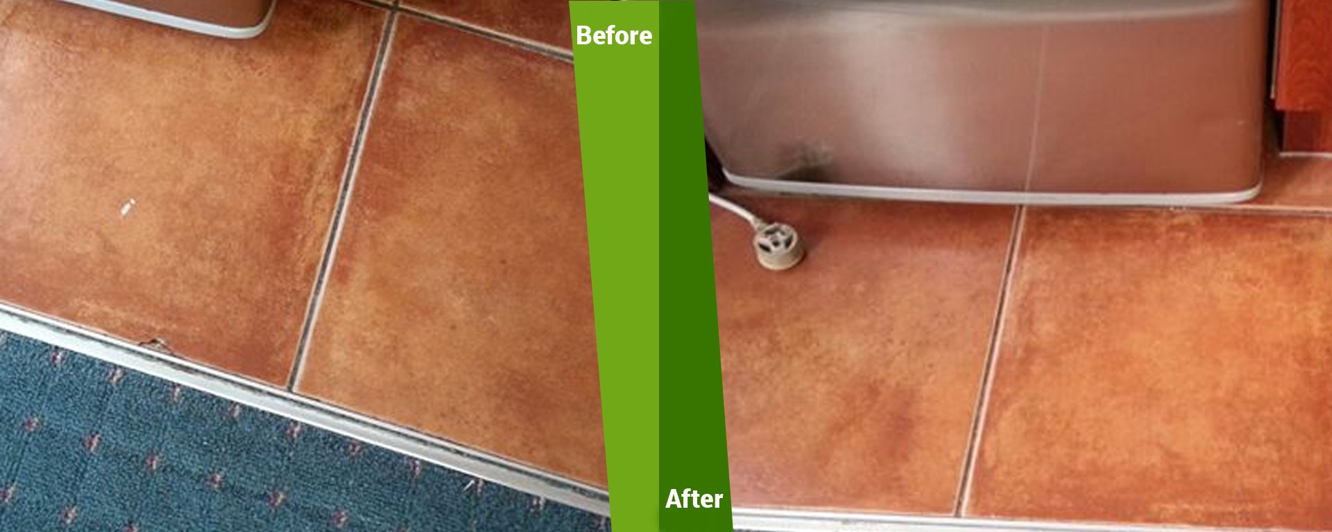 Before and after restoration work on floor tiles