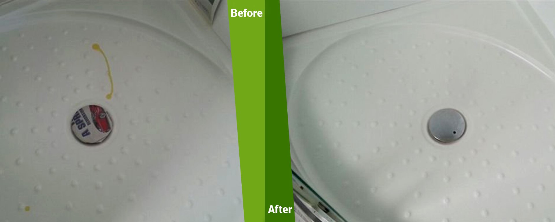 Before and after view of the restoration work