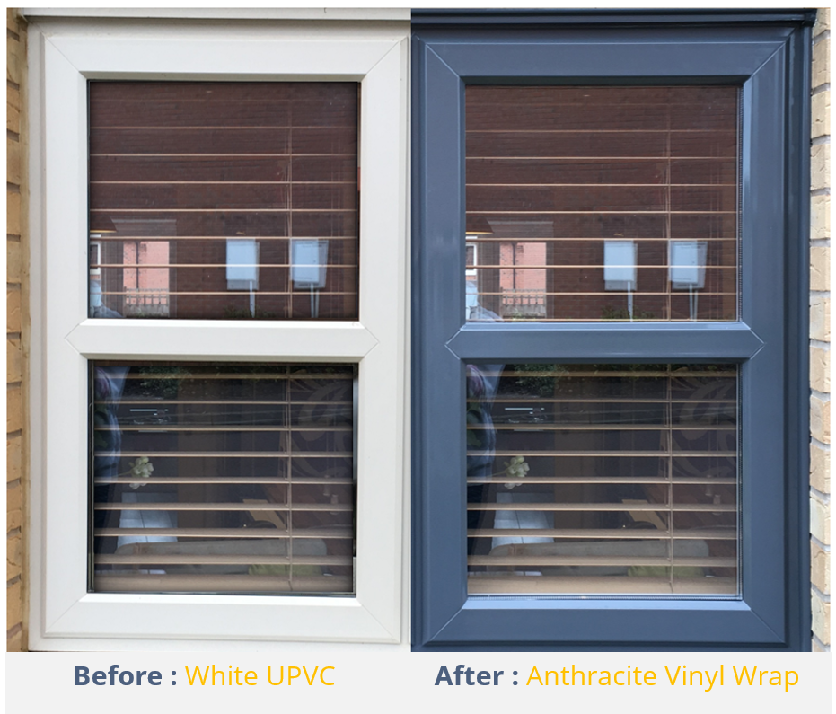cheap grey window frames vinyl wrapping