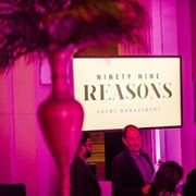 Ninety Nine Reasons event signage screen