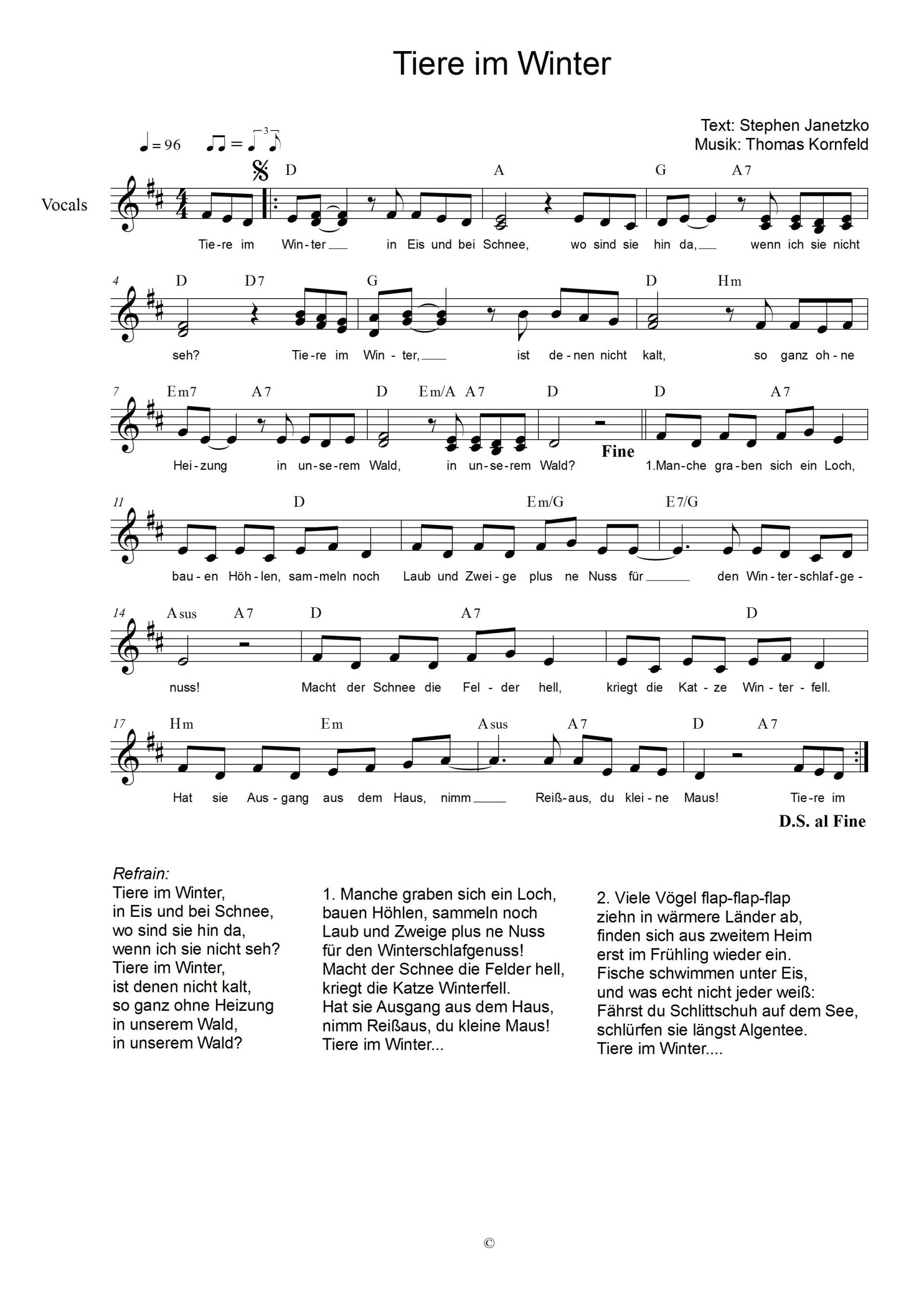 Tierlieder | Kinderchor | Singlieder | Wir singen im Chor