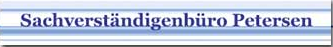 Sachverständigenbüro Petersen, text on a blue background.