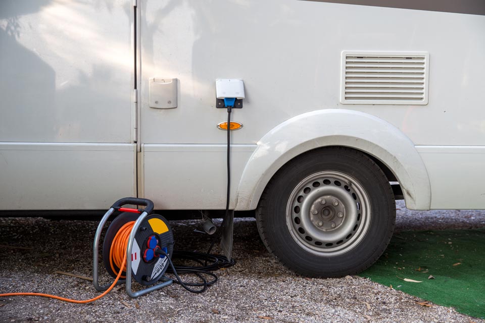 power supply connected to the caravan