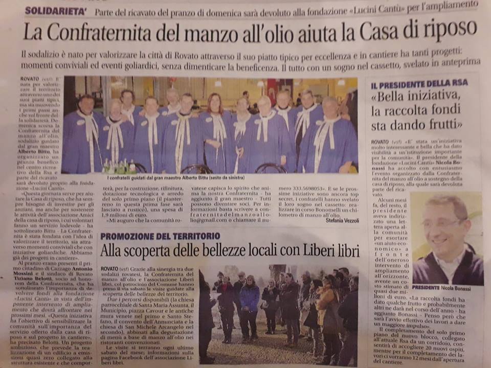La Confraternita Del Manzo Allolio Di Rovato Aiuta La Casa Di Riposo