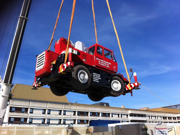 lifting red truck