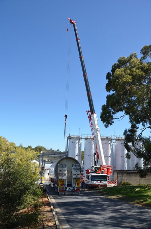 red white and black crane