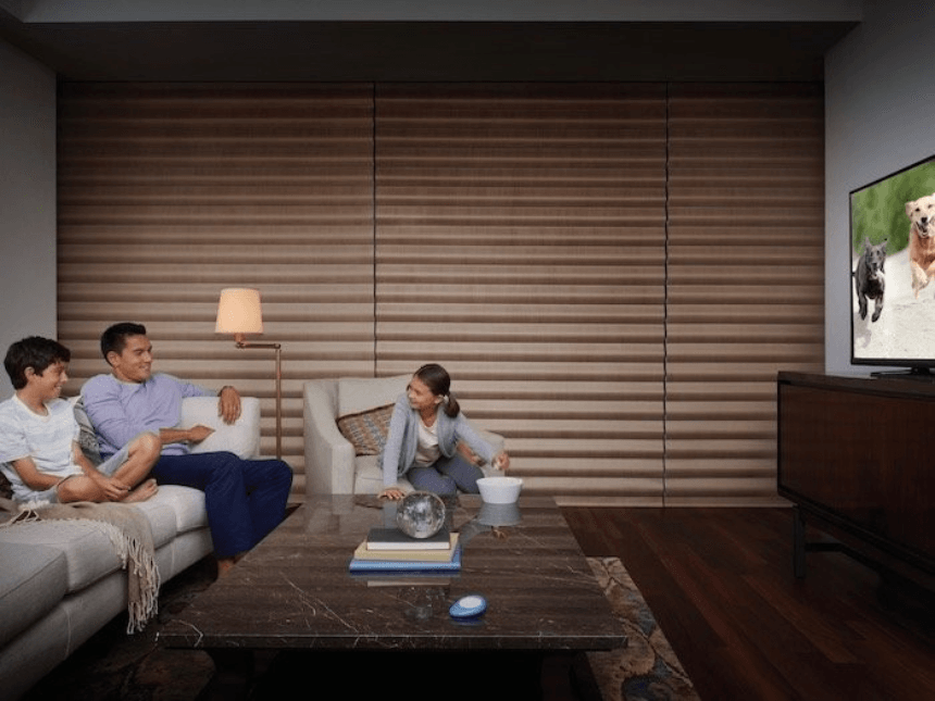 Room-darkening window treatments for homes near Newton, Massachusetts (MA) including custom Designer Roller shades