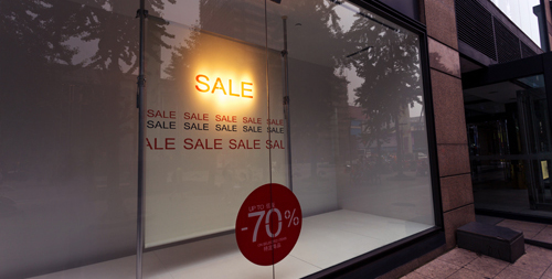 Large glass window of a showroom