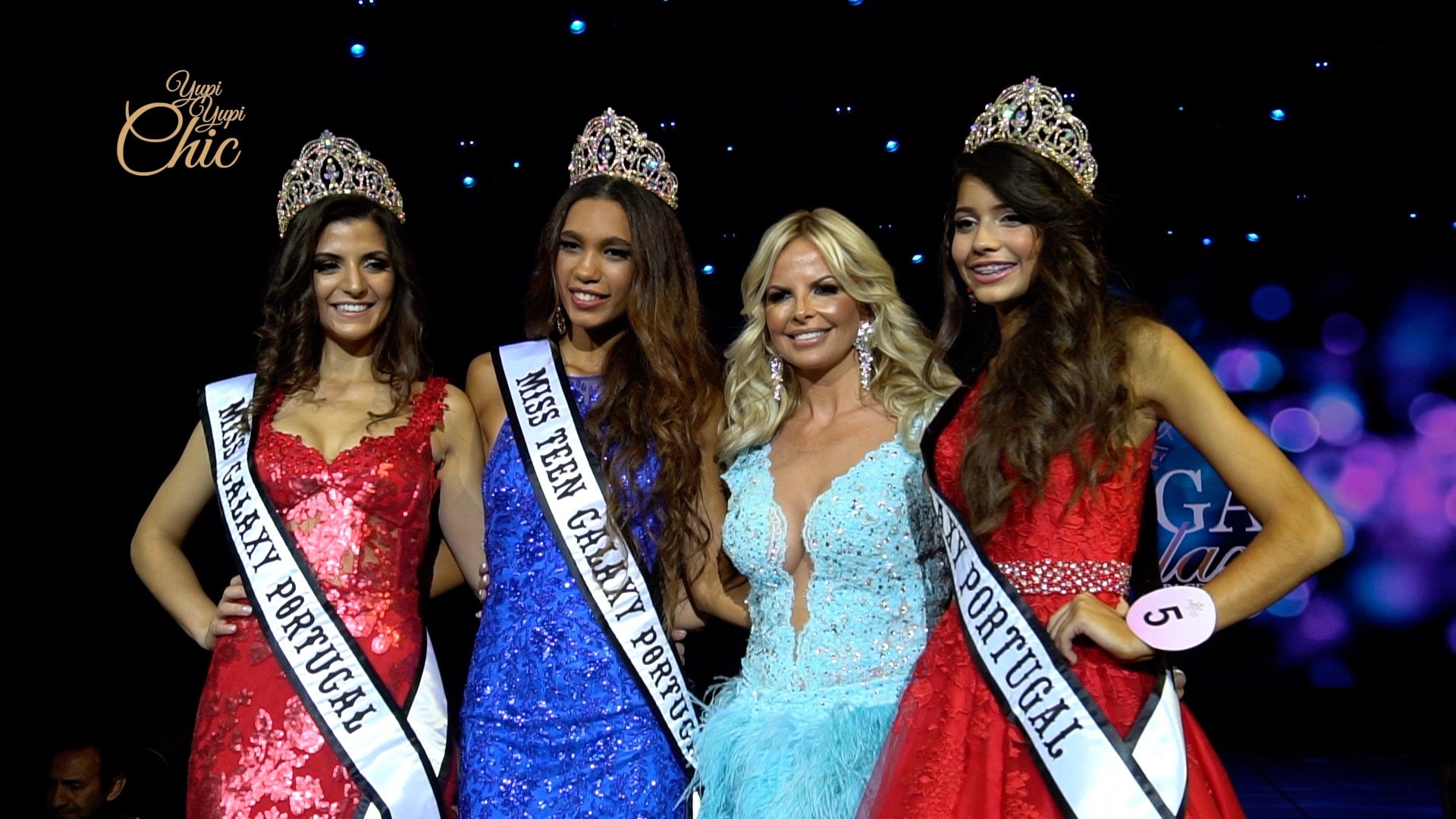 Miss Galaxy Portugal as vencedoras Daniela Lavarotti, Andresa Gonçalves, Bárbara Valente, diretora Jenny Mcloughlin