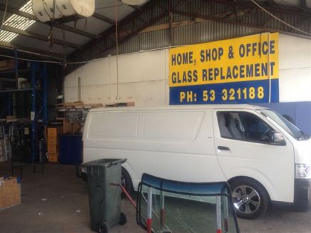 inside of auto glass repair garage
