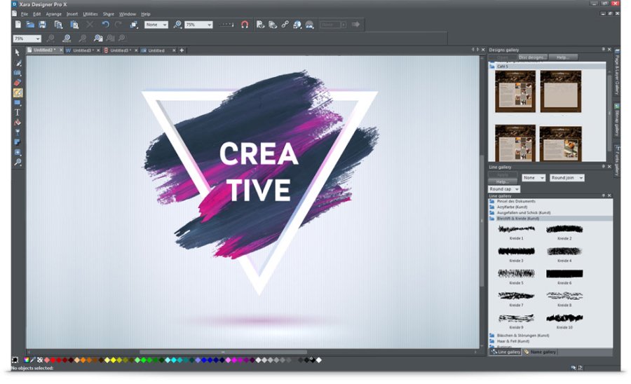 Giao diện làm việc của Xara Designer Pro X