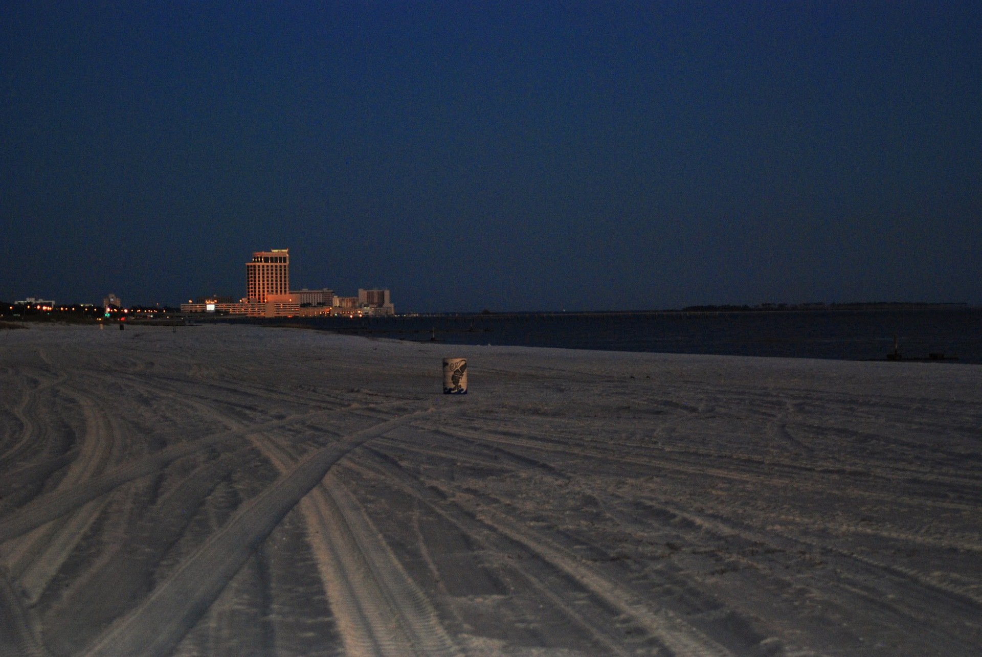 Biloxi Beach looking toward Beau Rivage at night