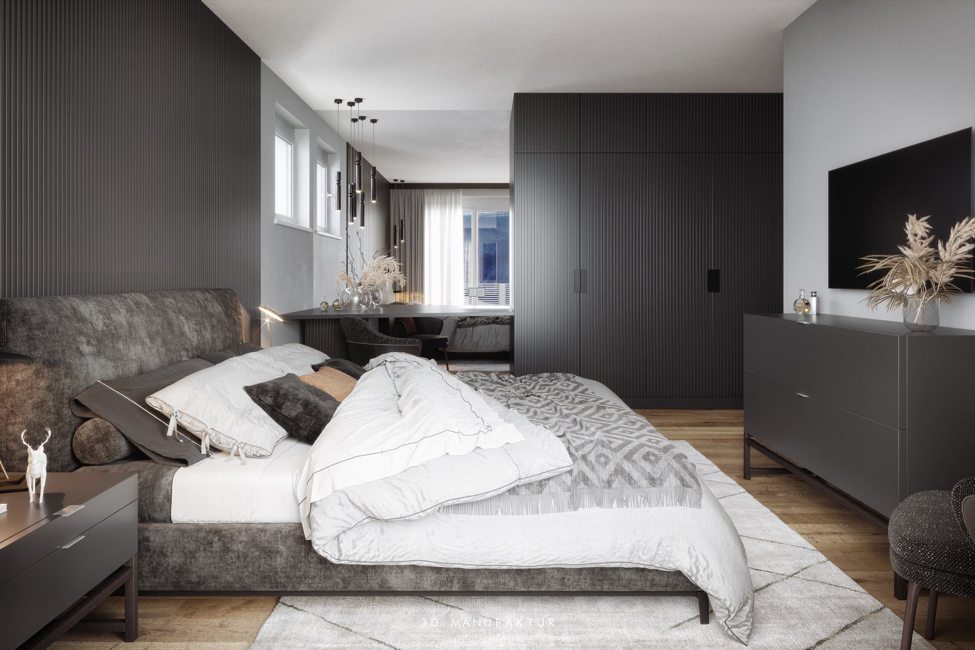 Architekturvisualisierung Haus A OG schlafen