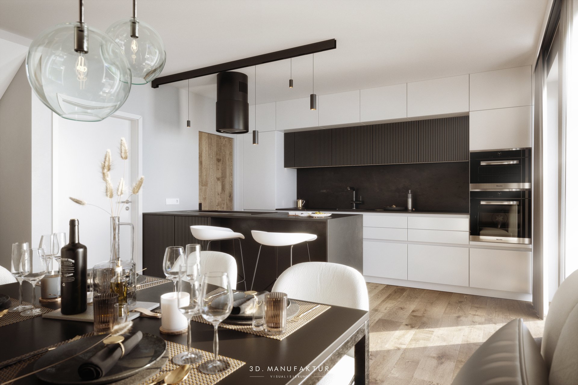 Architekturvisualisierung Haus B EG Küche