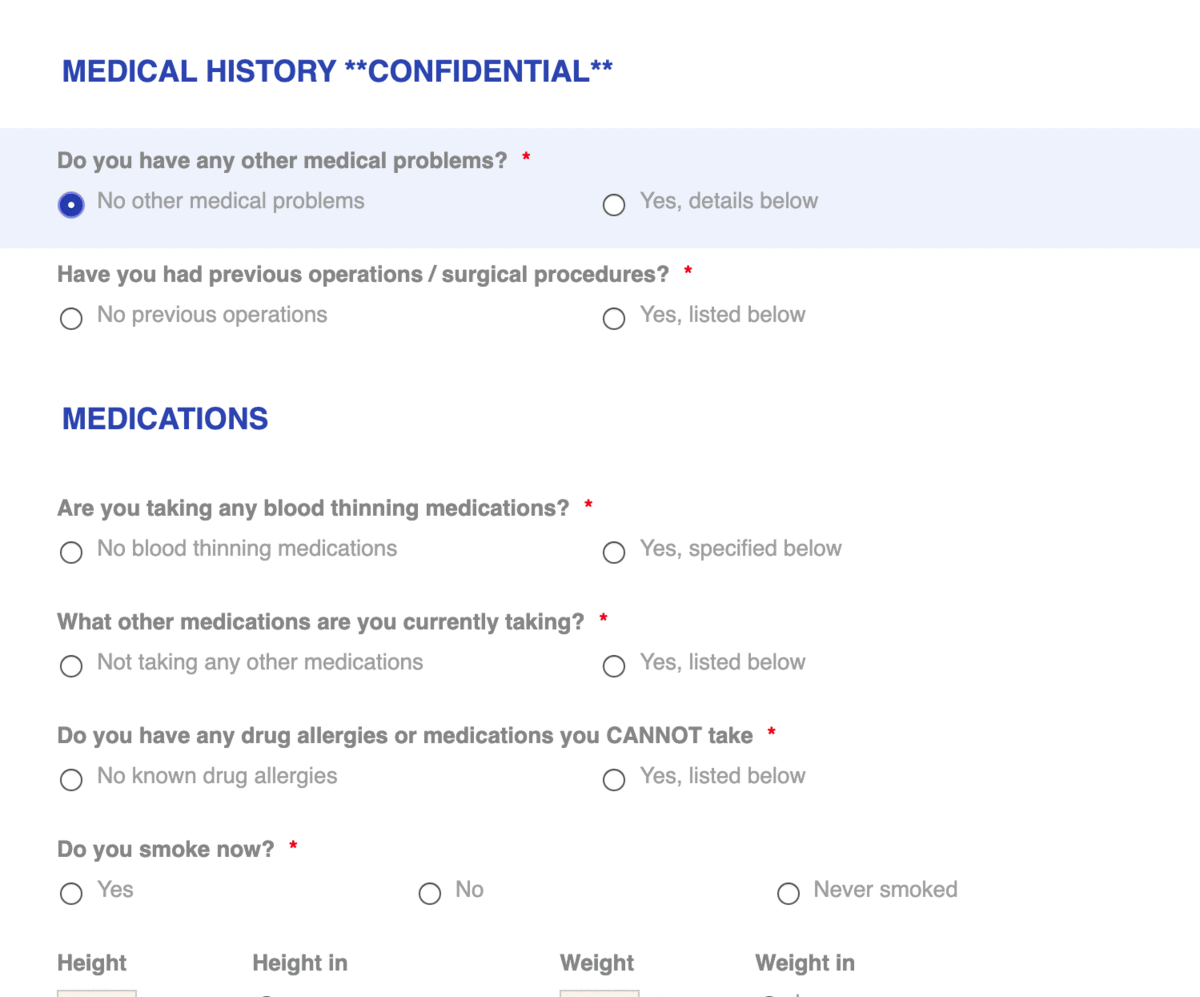 Conditional Logic to medical form