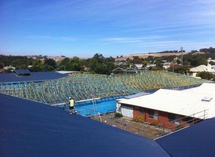 metallic roofing under construction