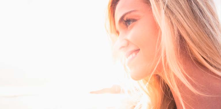 female with bright smile