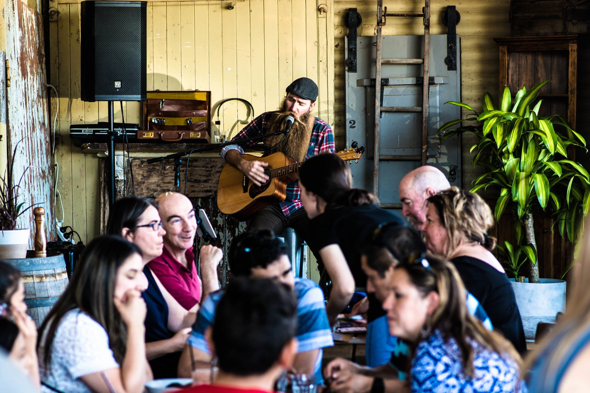 Group listening to live music
