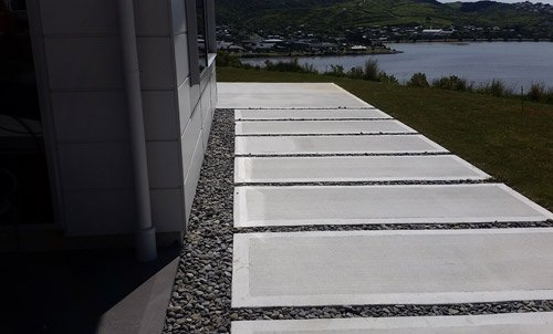 Concrete slabs being installed at the project site 