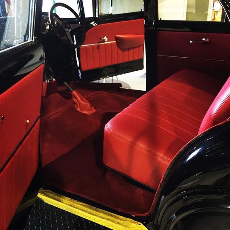 car with red interior