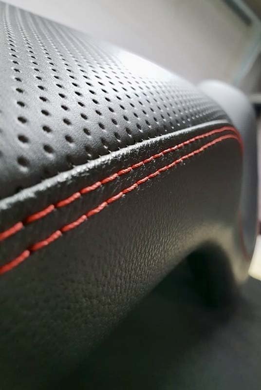 close up of seat leather