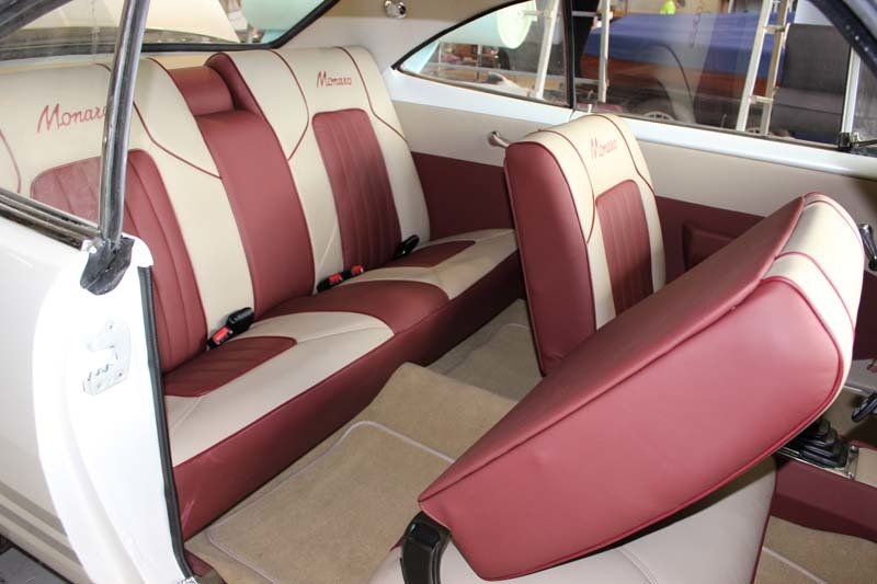 red and tan interior