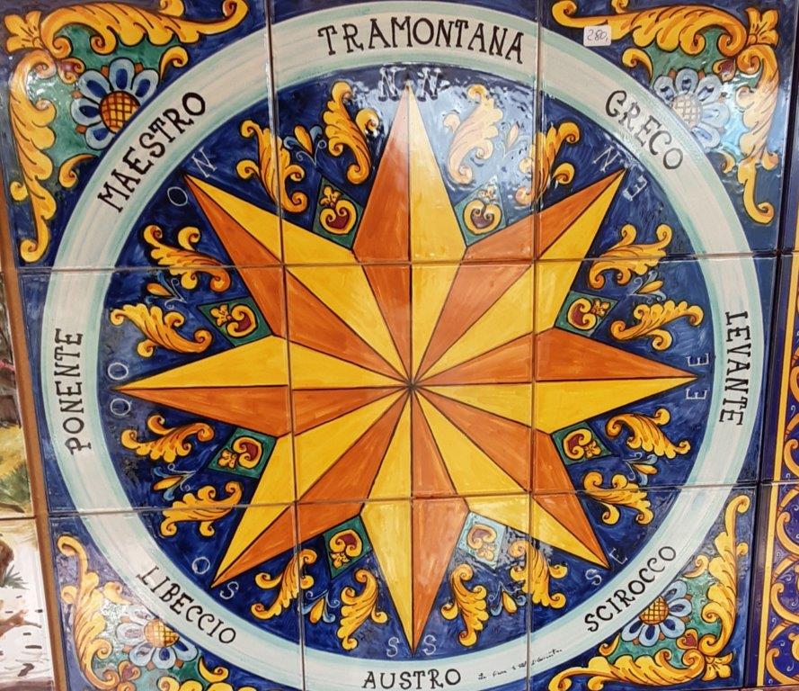 Sole Da Parete In Ceramica Siciliana Decoro Giallo E Rosso Con Limoni Produzione Artigianale Di Santo Stefano Di Camastra Lunghezza 25cm - Terrasini (Palermo - 3