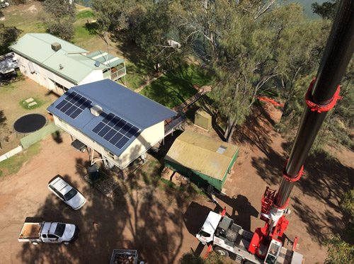 birds eye view of crane working