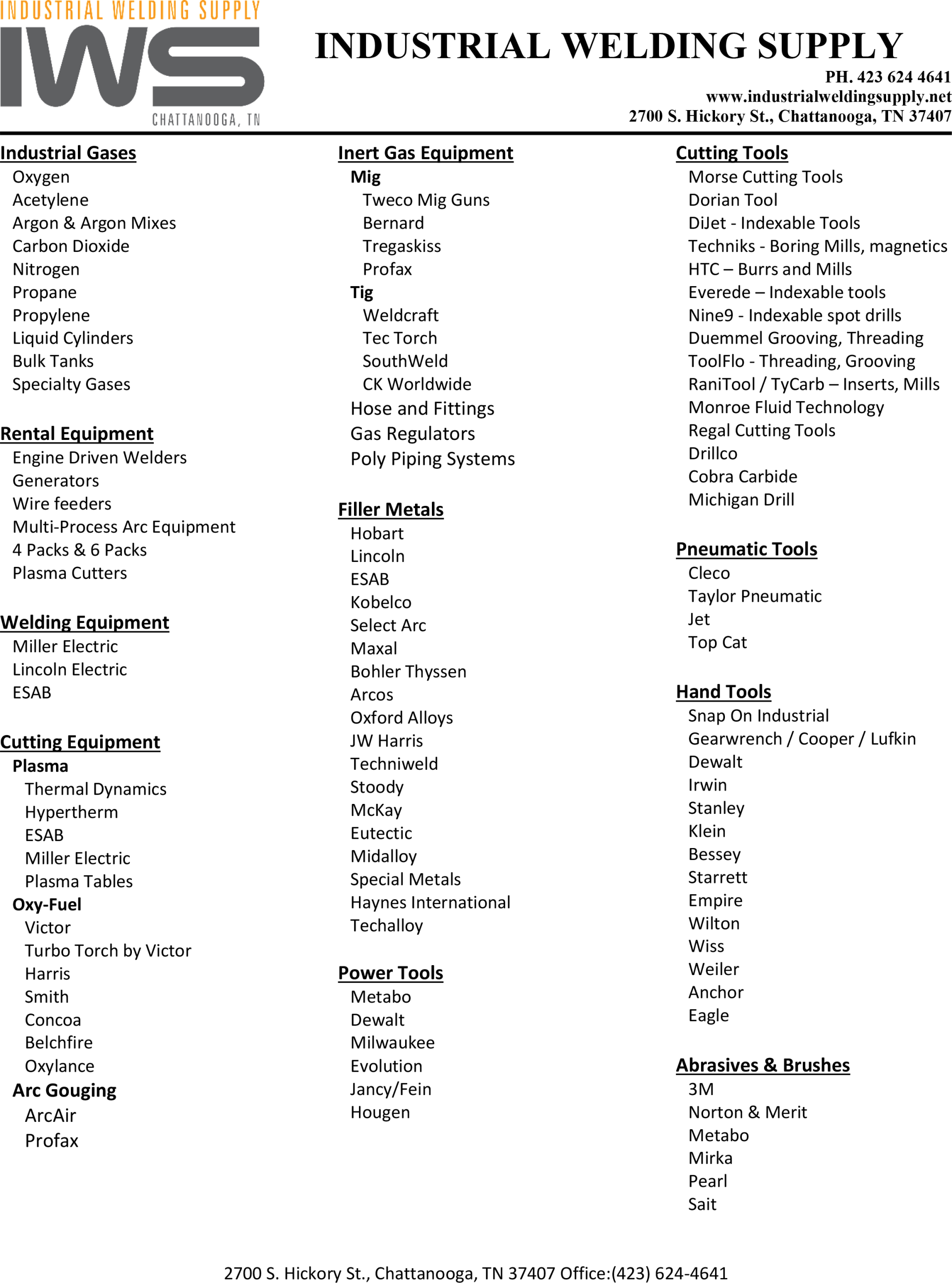 Our Vendors Industrial Welding Supply in Chattanooga, TN