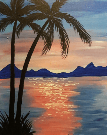 palm trees & sunset painting