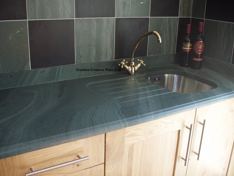 Custommade slate worktops at Gordon Greaves Slate Ltd