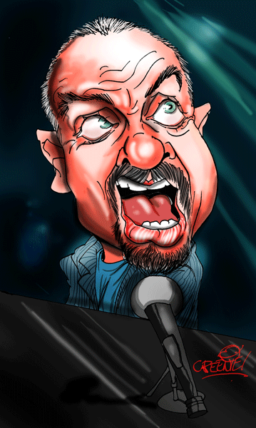 birthday caricature of Billy Joel by caricature artist David Green