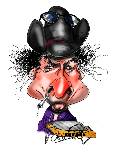 famous celebrity caricature Bob Dylan by caricature artist David Green