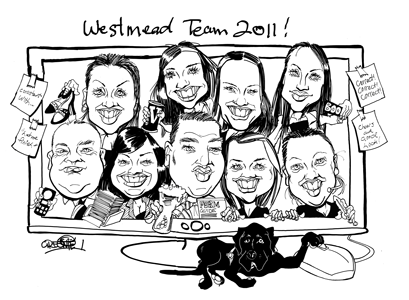 family group business caricatur