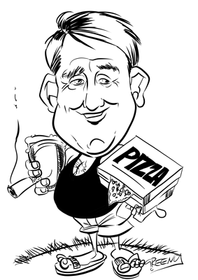 Hand drawn black and white original caricature oures here