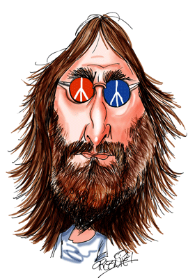 caricature John Lennon by caricature artist David Green