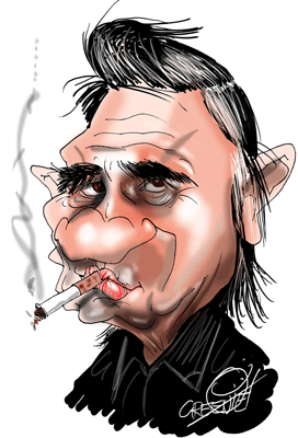 Celebrity birthday of the week a caricature of Johnny Cash by cartoonist David Green
