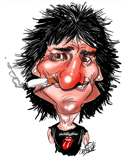 celebrity birthday caricature Ron WOOD by Australian cartoonist and caricature artist David Green