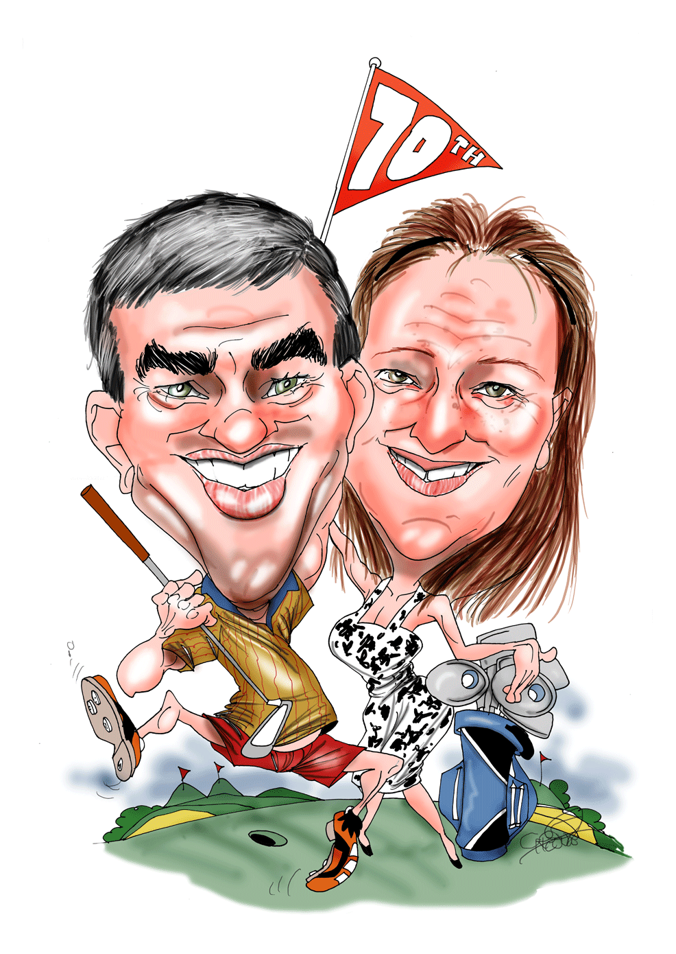 Birthday gifts caricatures by caricature cartoonist David Green
