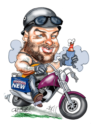 Caricature car and bikes cartoons by David Green.