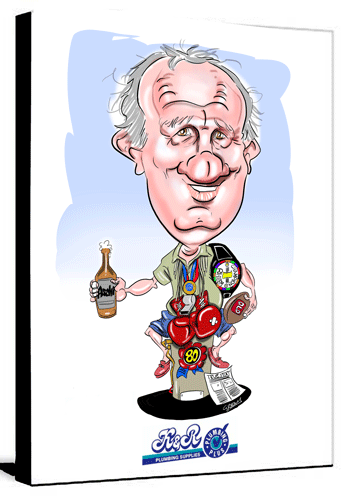 Framed caricatures delivered throughout Australia by cartoonist David Green
