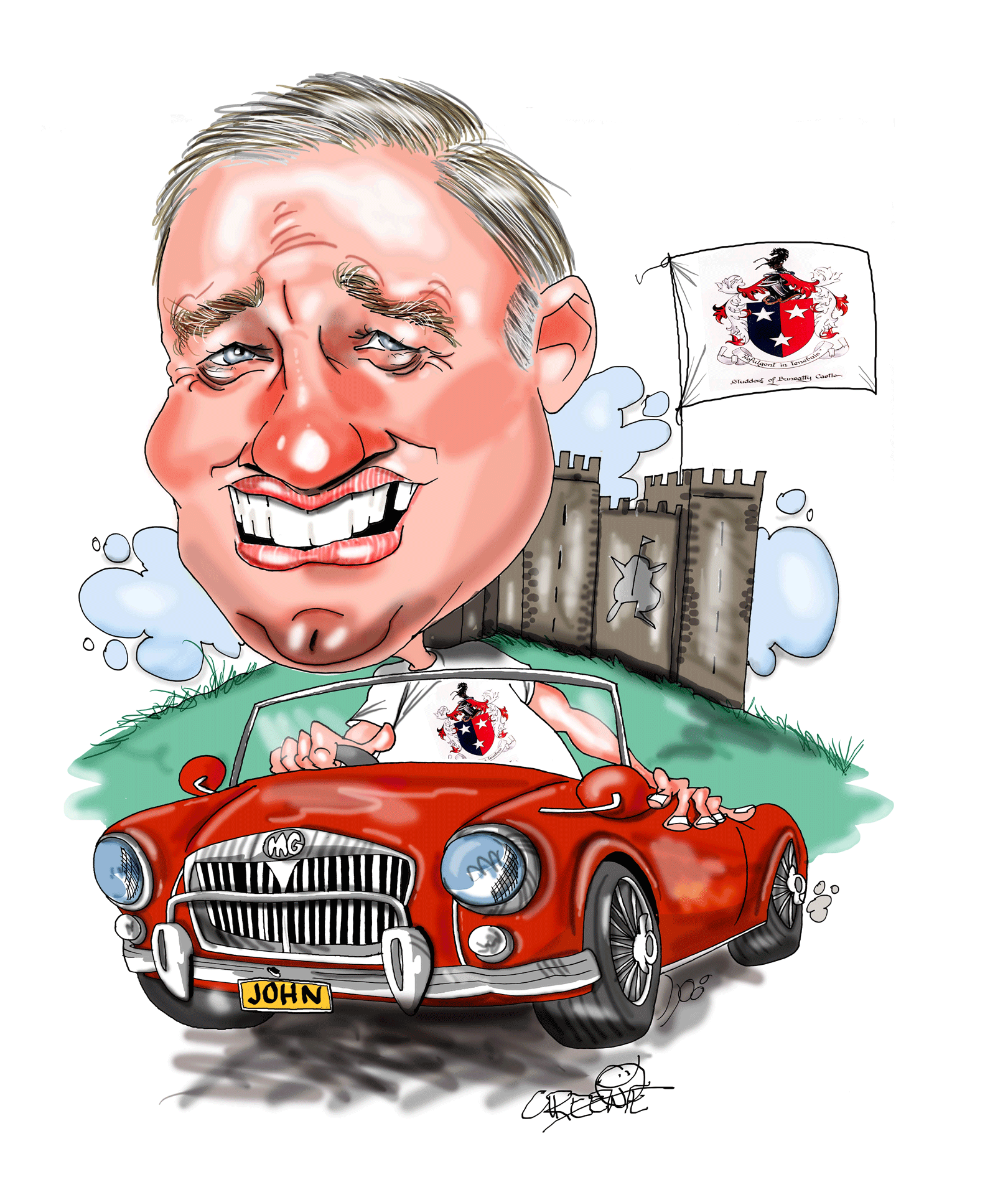 Caricature car and bikes cartoons by David Green.