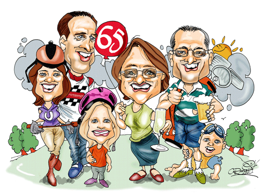 Etoons family caricatures emailed or framed and delivered