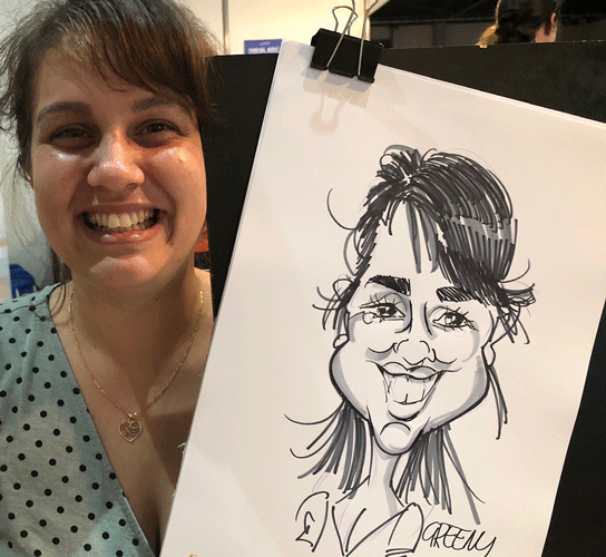 Caricature hire artist cartoonist for events.