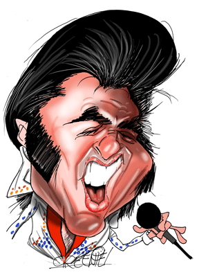 celebrity birthday of the week elvis presley caricature by caricature cartoonist david green