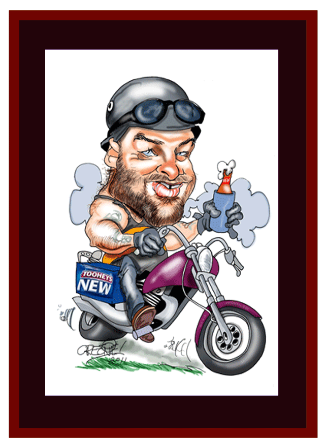 Framed caricatures delivered throughout Australia by cartoonist David Green