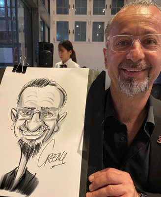 Caricature cartoonist for events with David Green